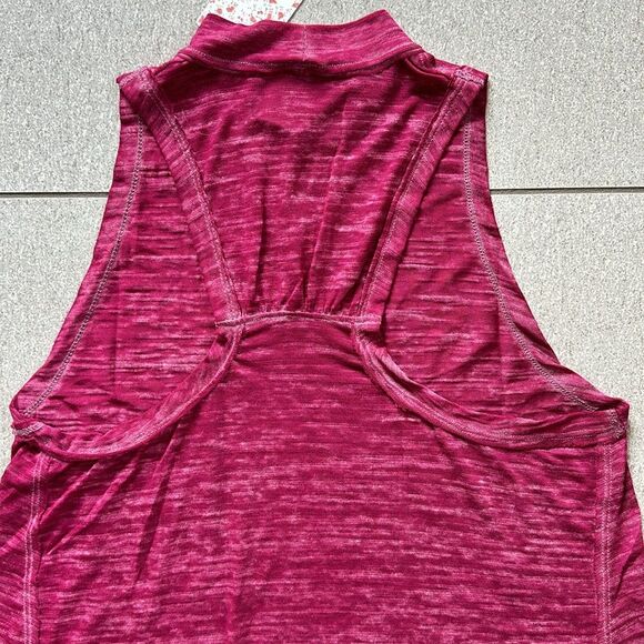 NWT Free People Brisbane Lightweight Racerback Mock Neck Tank Top Fuchsia XS - Picture 11 of 16